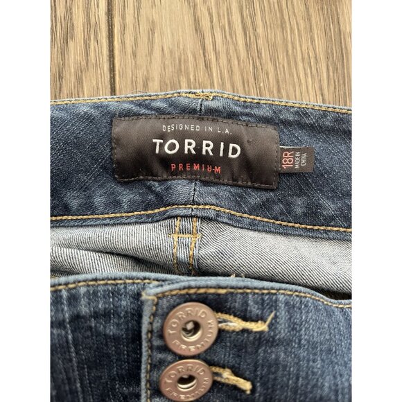 EUC Torrid Premium Jeggings 18R Distressed Blue Denim - Picture 3 of 4